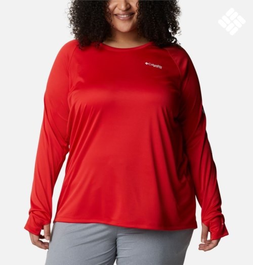 Women's Columbia PFG Tidal Tee Hoodie Red | Plus Size CA-HC4LA